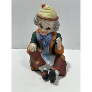 Vintage Ceramic Clown Music Box‎ Peanuts Characters Winitty Design 1972 Rotates